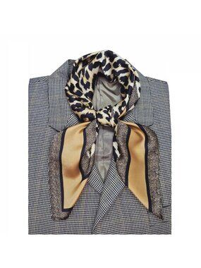 ✨Elegant Bandana Square Scarf Silky Satin Cheetah Print Leopard Head Neck Wrap✨